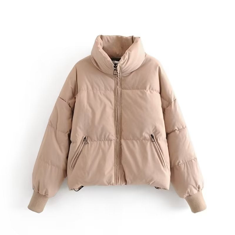 Damen Kurzer Stepp‑Puffer mit hohem Stehkragen und gerippten Bündchen Drune