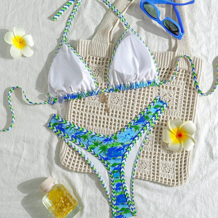 Damen Hochwertiger Triangel-Bikini mit maritimem Motiv Drune