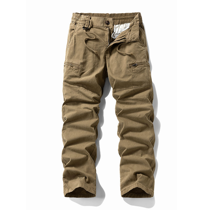 Herren Komfort-Canvas-Cargo-Hose mit elastischem Tunnelzugbund, Kniepaneelen und Multifachtaschen Drune