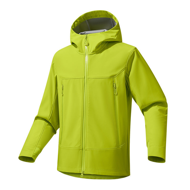 Herren Softshell‑Kapuzenjacke mit Stretch, wind- und wasserabweisender Membran und Zwei‑Wege‑Reißverschluss Drune