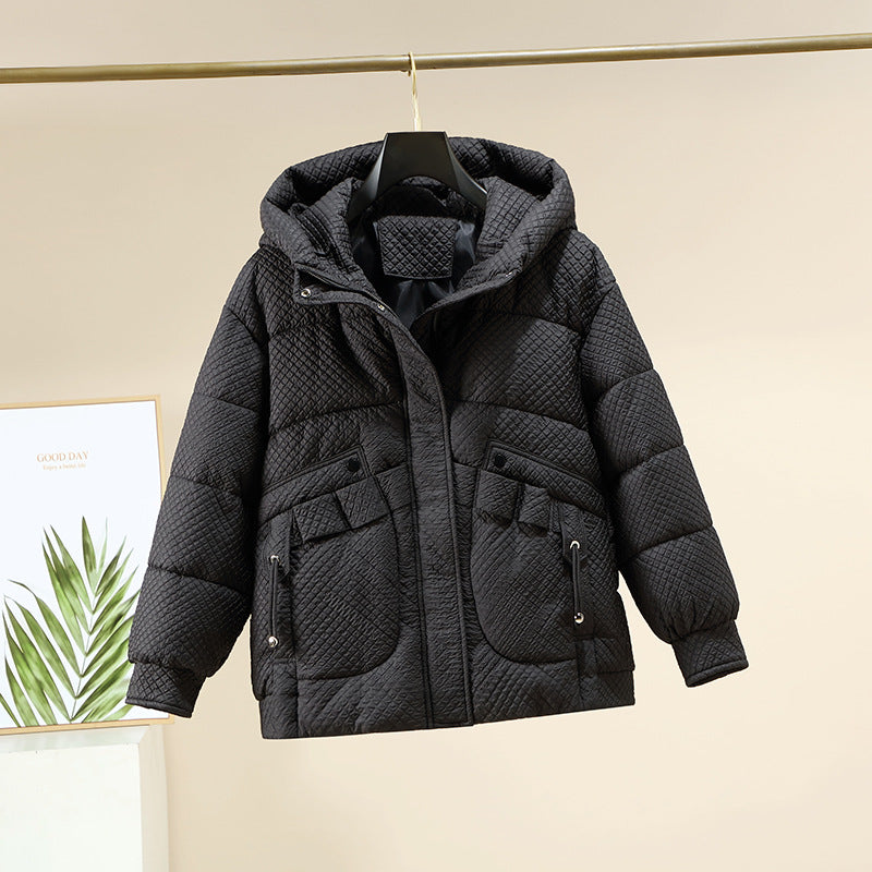 Damen Modische leichte Pufferjacke mit praktischen Taschen und Kapuze Drune