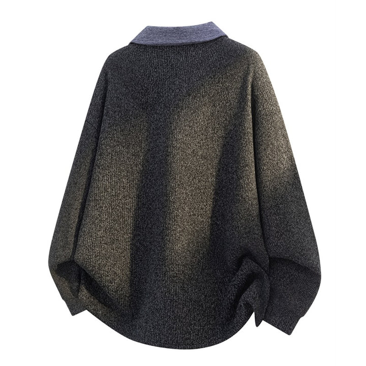 Unisex Oversize-Strickpullover mit kontrastierendem Polokragen und Halbsteg-Knopfleiste Drune
