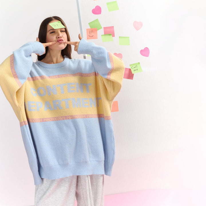 Damen Oversized Pullover mit kreativem Schriftzug Drune