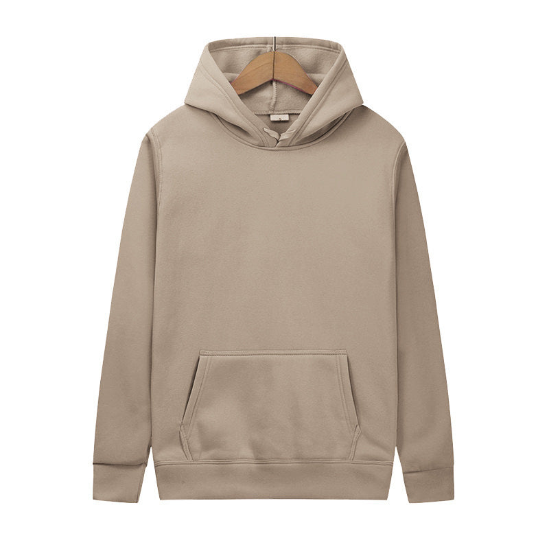 Unisex minimalistischer Kapuzenpullover ohne Reißverschluss mit innen angerautem French-Terry und integrierter Kängurutasche Drune