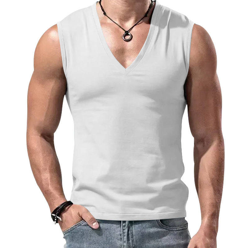 Herren nan figurbetontes ärmelloses V-Ausschnitt Muskelshirt Drune