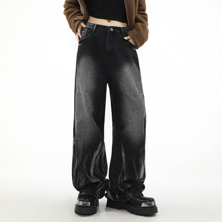 Damen Weite Denim-Hose im modernen Design mit einzigartigen Details Drune