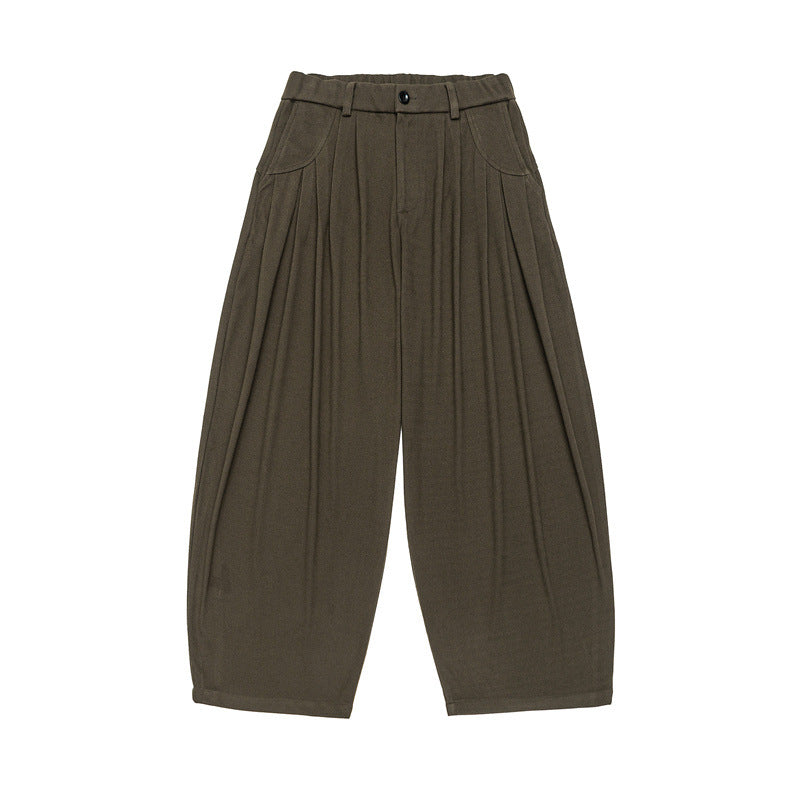 Damen Weite High‑Waist Plissee-Culotte-Hose mit Bundfalten und Gürtelschlaufen Drune