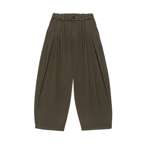 Damen Weite High‑Waist Plissee-Culotte-Hose mit Bundfalten und Gürtelschlaufen Drune