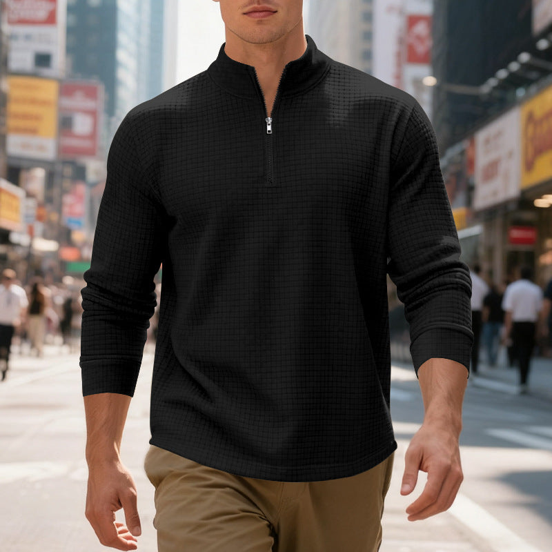 Herren sportlicher Pullover im strukturierten Design mit hallem Reißverschluss Drune