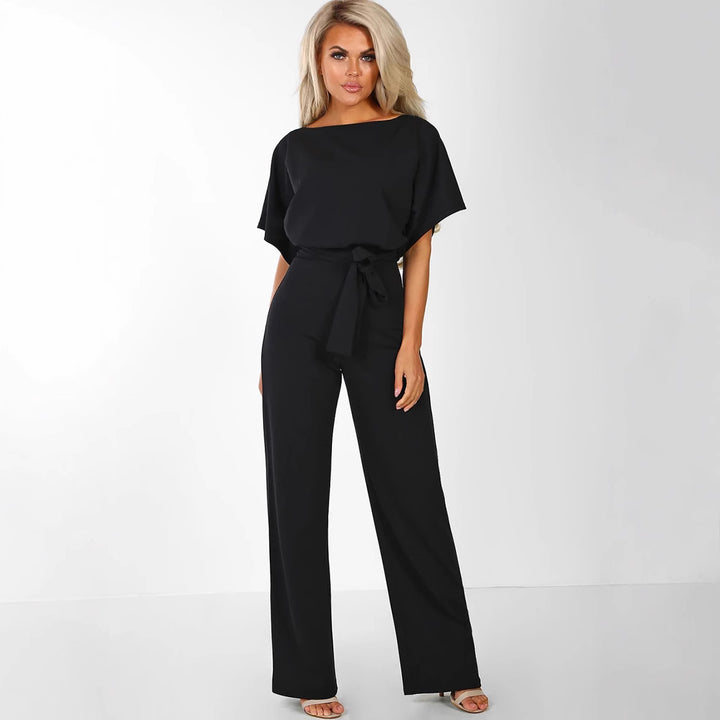 Damen eleganter weiter Beins Overall mit Bund Detail Drune