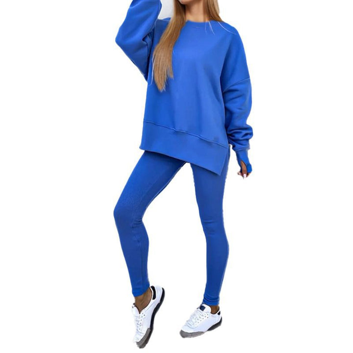 Damen sportliches Set aus ultra-bequemen Oversized-Pullover und figurbetonten Leggings Drune