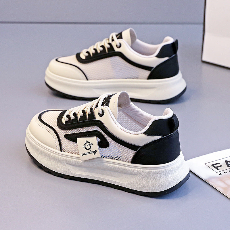 Damen nan leichte Plateausneaker mit atmungsaktivem Mesh-Obermaterial, gepolstertem Fersenkragen und stoßdämpfender EVA-Sohle Drune