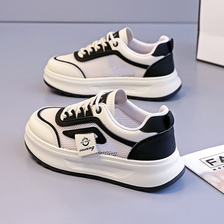 Damen nan leichte Plateausneaker mit atmungsaktivem Mesh-Obermaterial, gepolstertem Fersenkragen und stoßdämpfender EVA-Sohle Drune