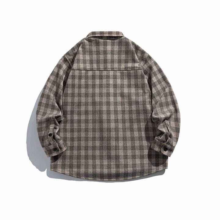 Herren Karierte Hemdjacke aus Wollmischung mit Overshirt-Schnitt und aufgesetzter Brusttasche Drune