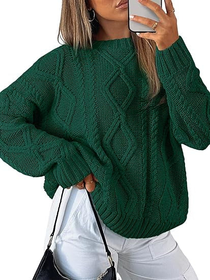Damen Oversize-Zopfmuster-Pullover aus grobem Strick Drune