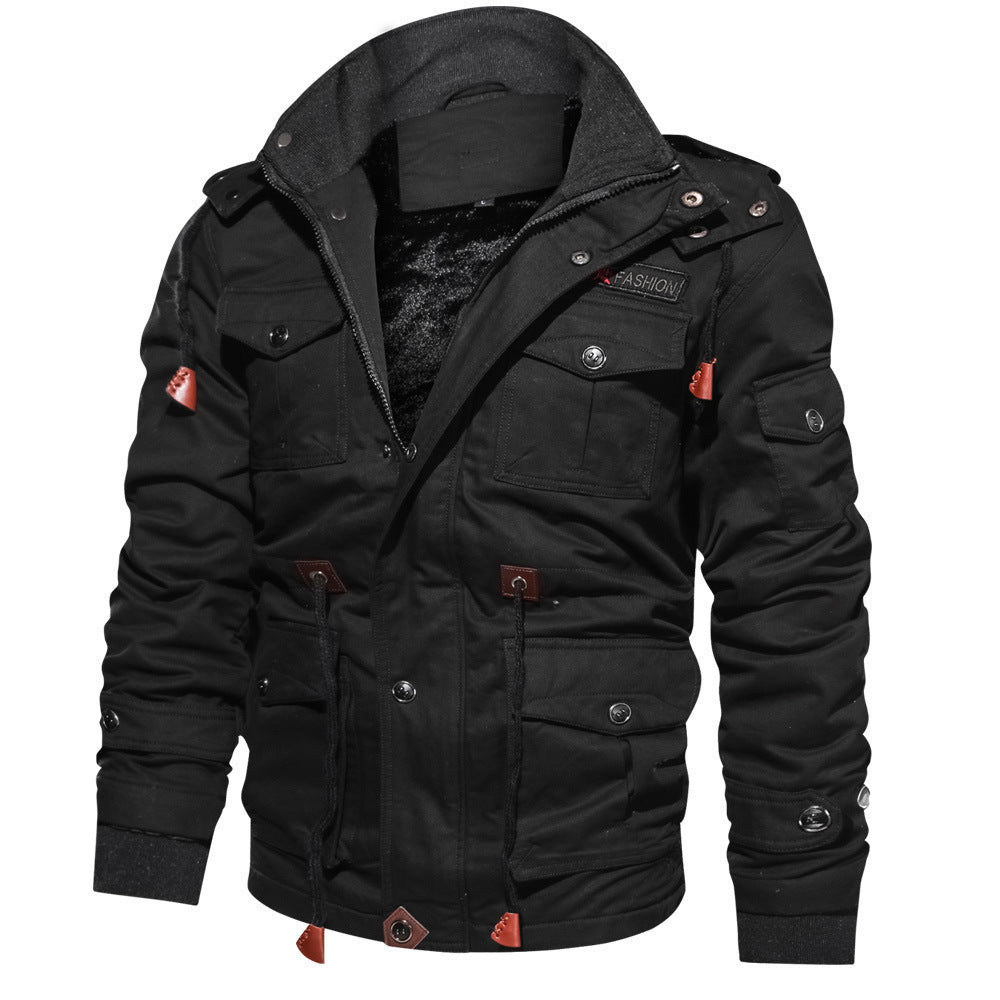 Herren nan legerer Baumwoll-Blazer mit Knopfleiste, aufgesetzten Taschen und gestreiftem Innenfutter Drune