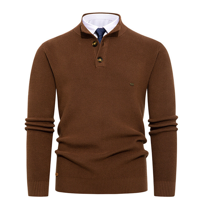 Herren Strickpullover mit Knopfdetails und modernem Stehkragen Drune