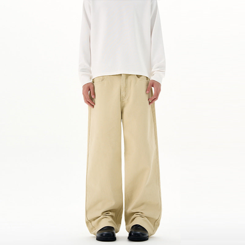 Herren Weit geschnittene Baumwoll-Denim-Jeans mit geradem Bein und cleanem Minimaldesign Drune