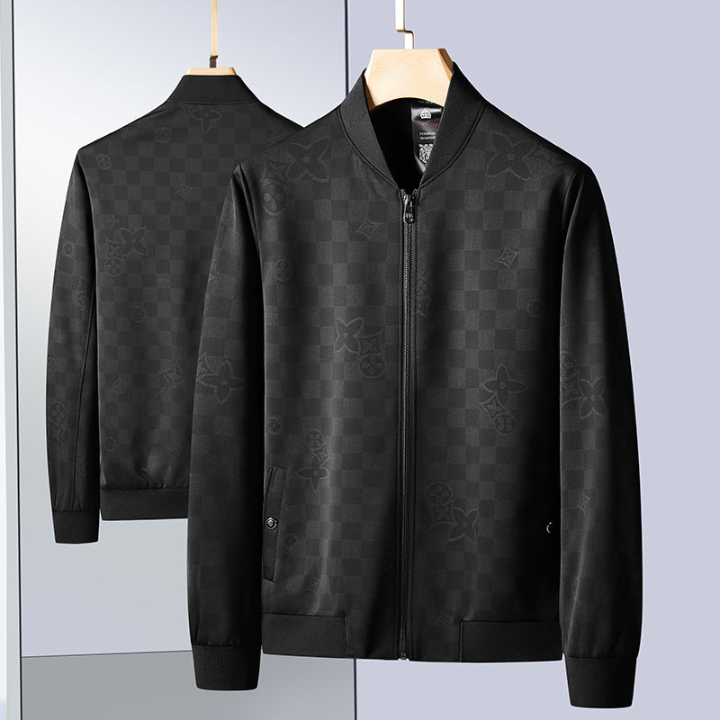 Herren Leichte Bomberjacke im Jacquard‑Monogramm mit Reißverschluss und Rippbündchen Drune
