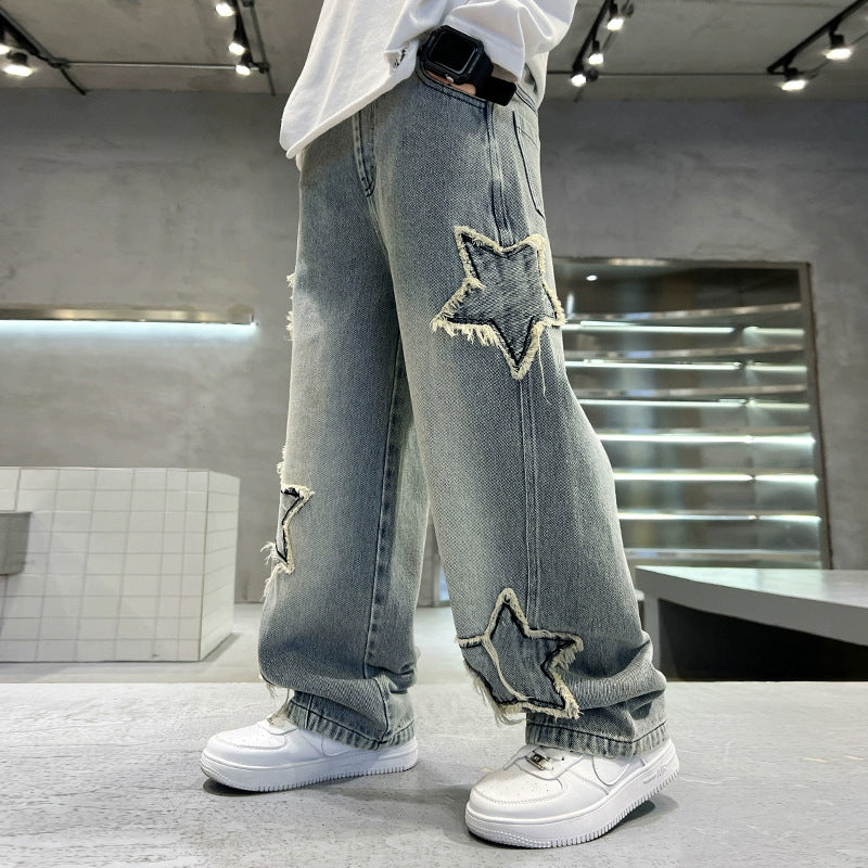 Damen modische Jeans mit Stern-Details Drune