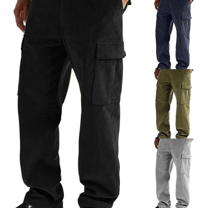 Herren nan Cord-Cargo-Jogginghose mit elastischem Bund, Kordelzug und aufgesetzten Klappentaschen Drune