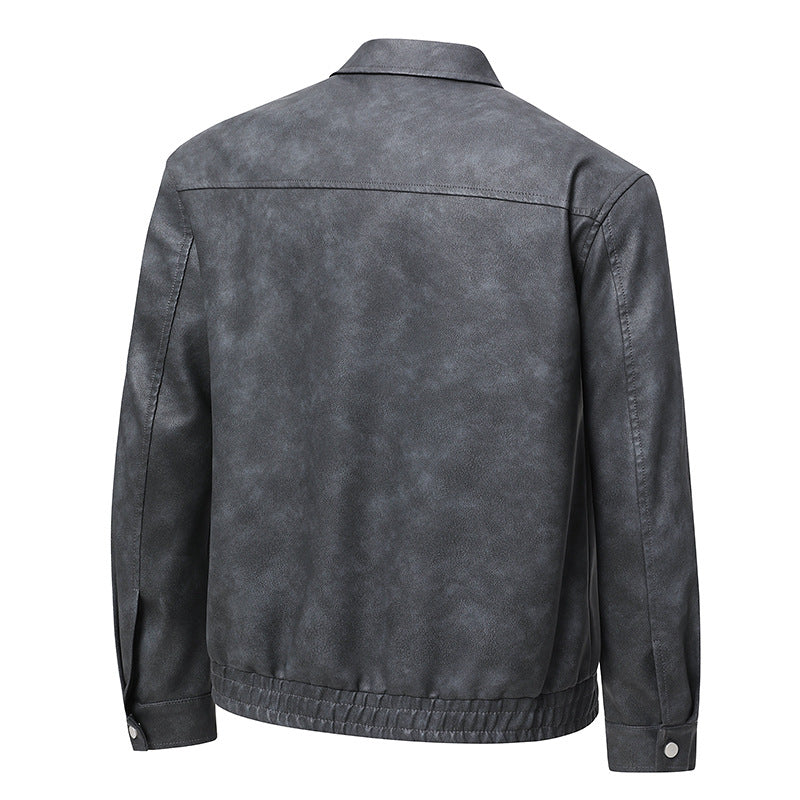 Herren  distressed Faux-Suede Zip-Front Kragenjacke mit elastischem Saum Drune