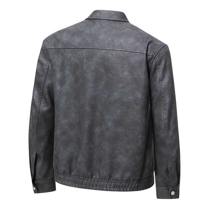 Herren  distressed Faux-Suede Zip-Front Kragenjacke mit elastischem Saum Drune