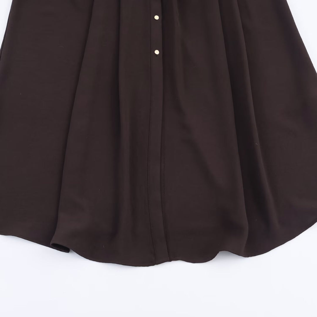 Damen 10+ langes Hemdblusenkleid mit durchgehender Knopfleiste und taillierendem Gürtel Drune