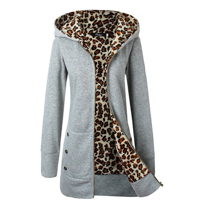 Damen modische Kapuzenjacke mit tierischem Innenfutter Drune