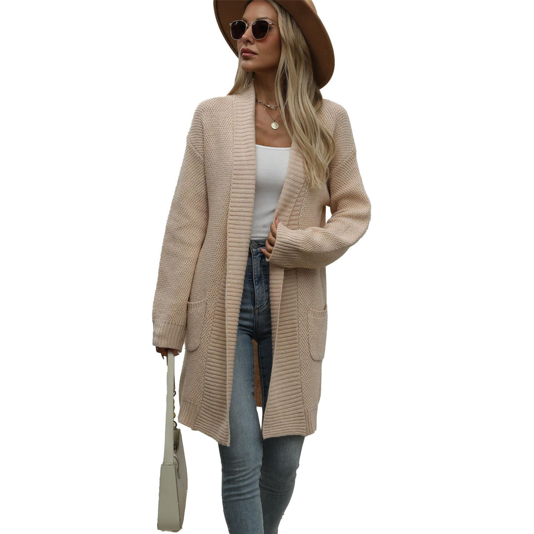 Damen Grobstrick-Cardigan mit offener Front und modischem Strickdesign Drune