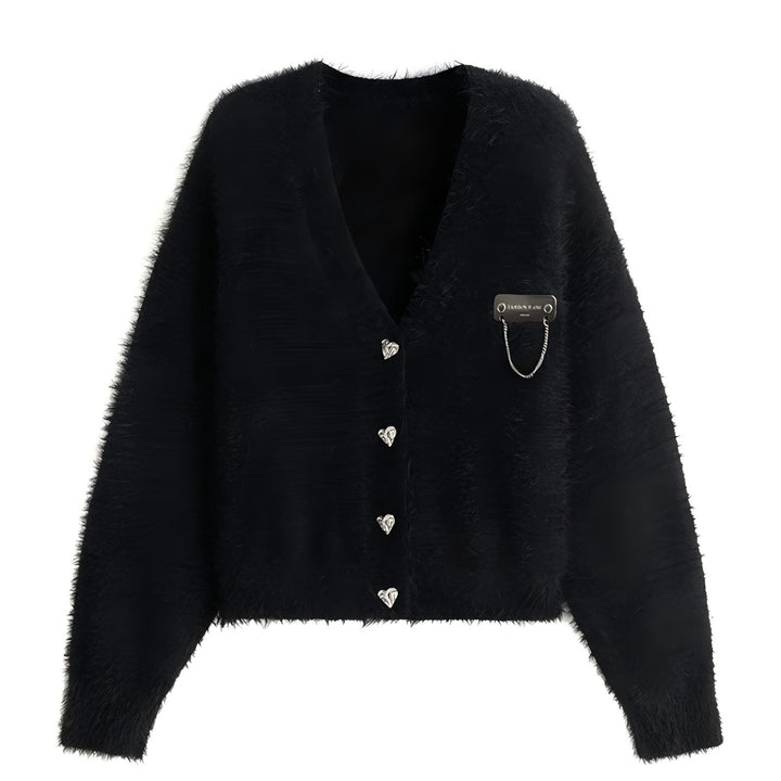 Damen flauschige Kurzjacke mit Knopfdesign und elegantem Schnitt Drune