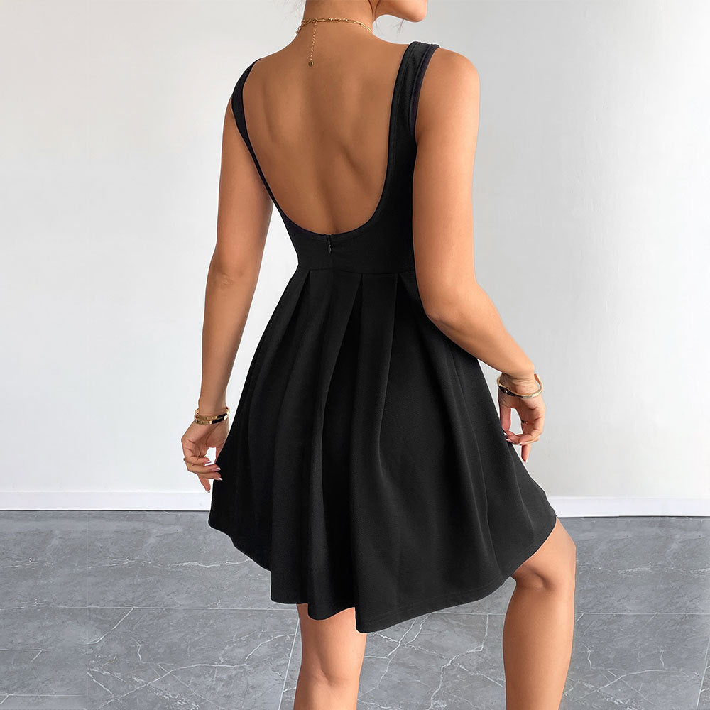 Damen figurbetontes Kleid mit schwingendem Rock und elegantem Ausschnitt Drune
