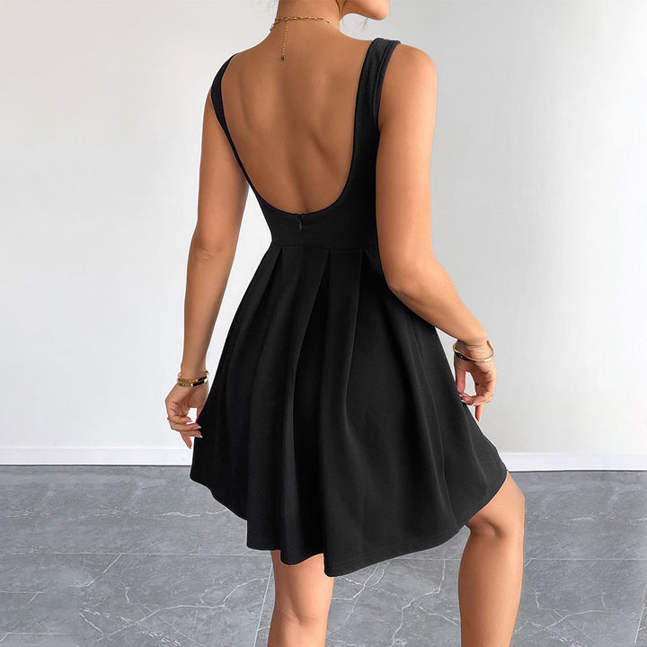 Damen figurbetontes Kleid mit schwingendem Rock und elegantem Ausschnitt Drune