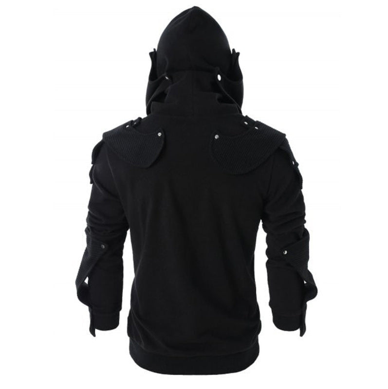 Herren stylischer Hoodie mit innovativem Kragen und praktischen Taschen Drune