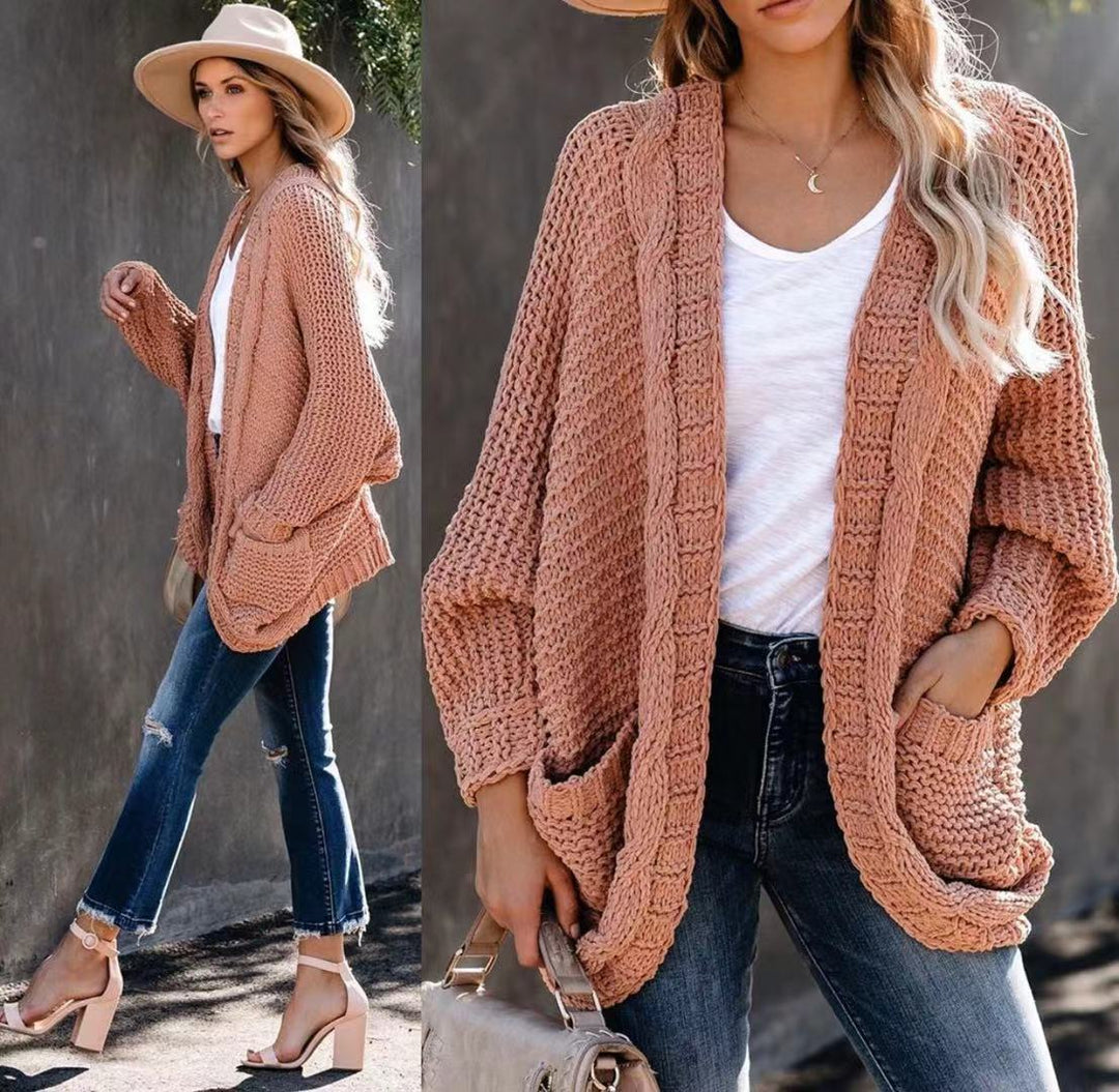 Damen Grobstrickjacke mit offenen Taschen und lässigem Schnitt Drune
