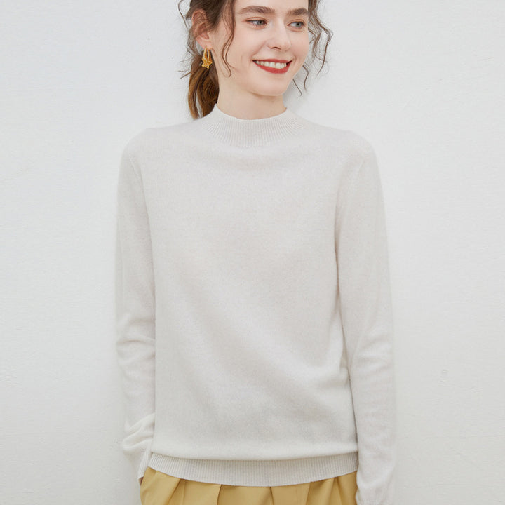 Damen weicher Feinstrick-Mockneckpullover mit Angora‑Look und legerer Silhouette Drune