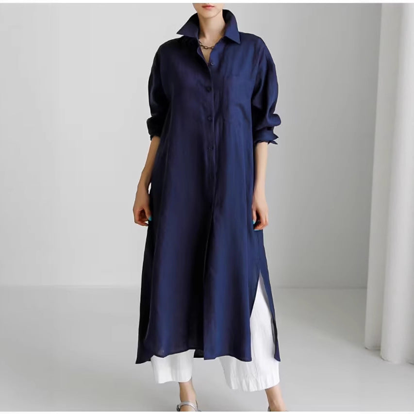 Damen Langarmhemdkleid Drune