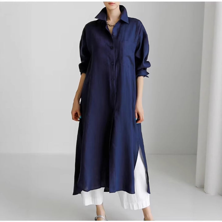 Damen Langarmhemdkleid Drune