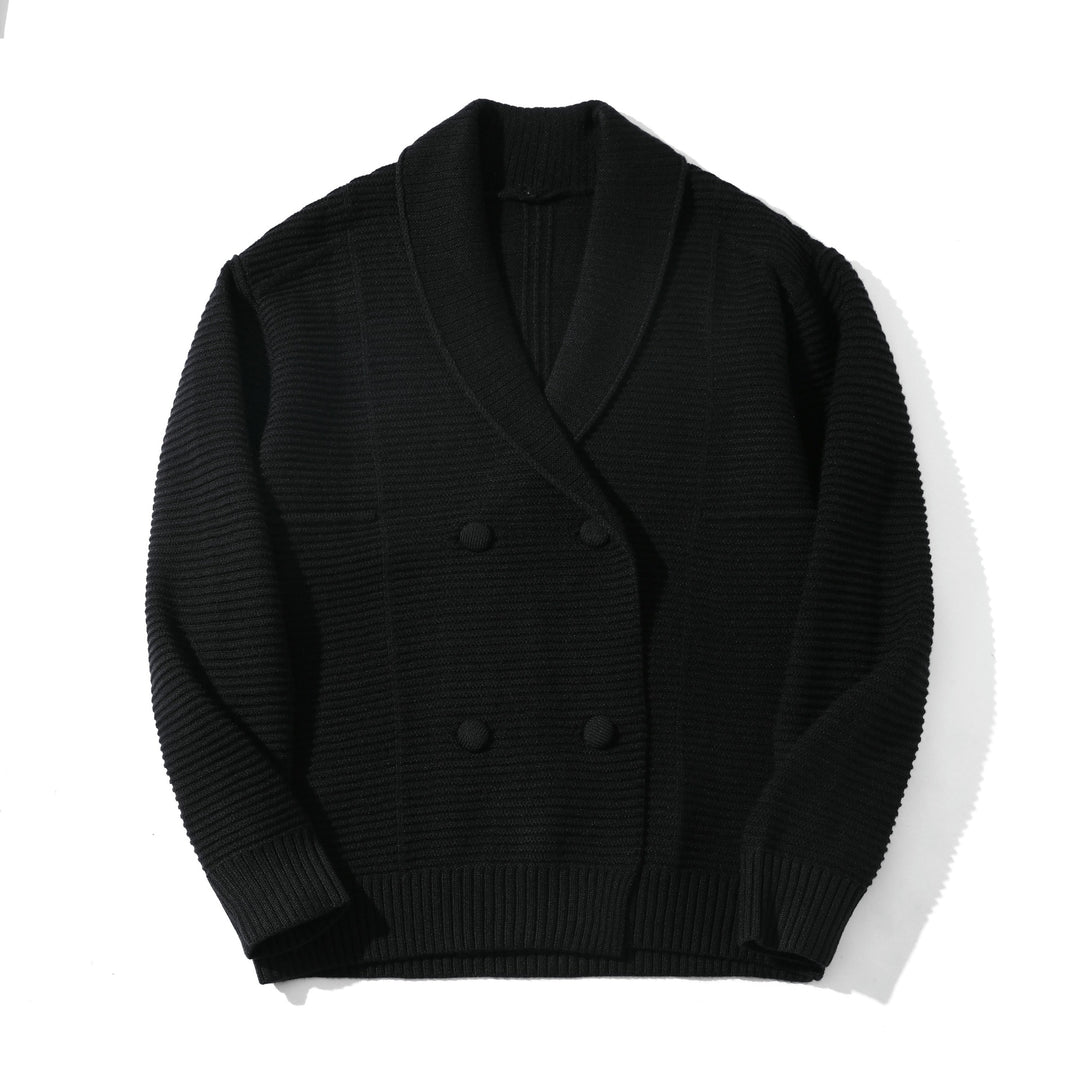 Damen Doppelreihige Strickcardigan mit Schalkragen und Strukturstrick Drune