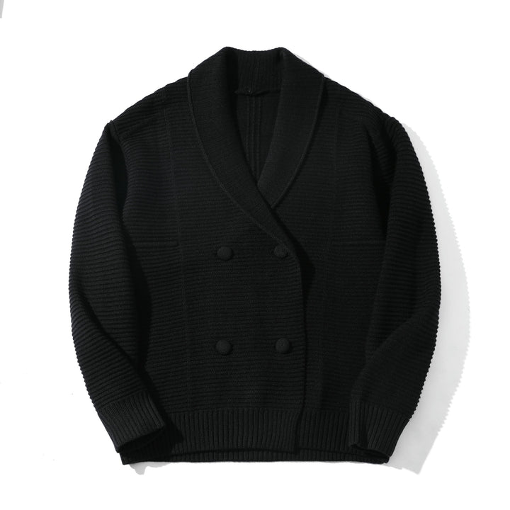 Damen Doppelreihige Strickcardigan mit Schalkragen und Strukturstrick Drune