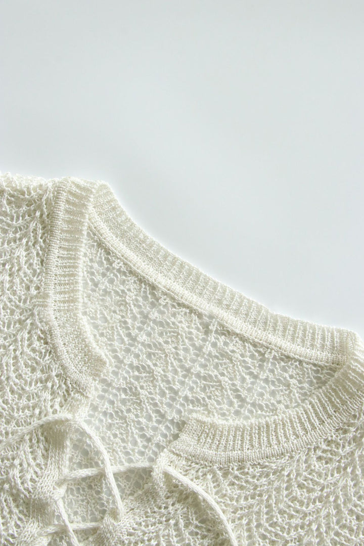 Damen luftiger Strickpulli mit raffiniertem Auschnitt Drune