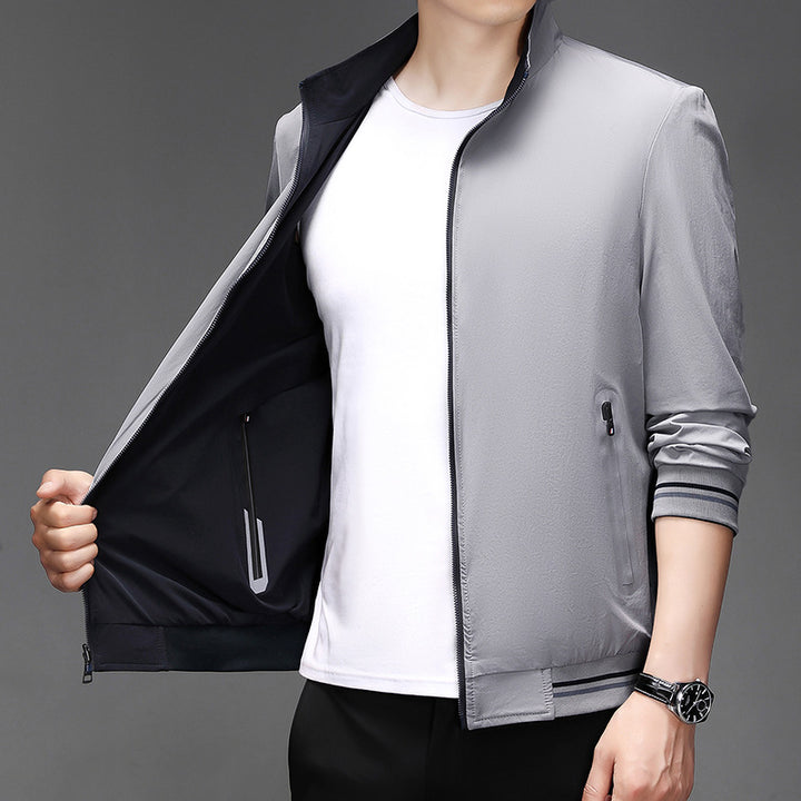 Herren leichte Übergangsjacke mit hohem Kragen und praktischen Taschen Drune