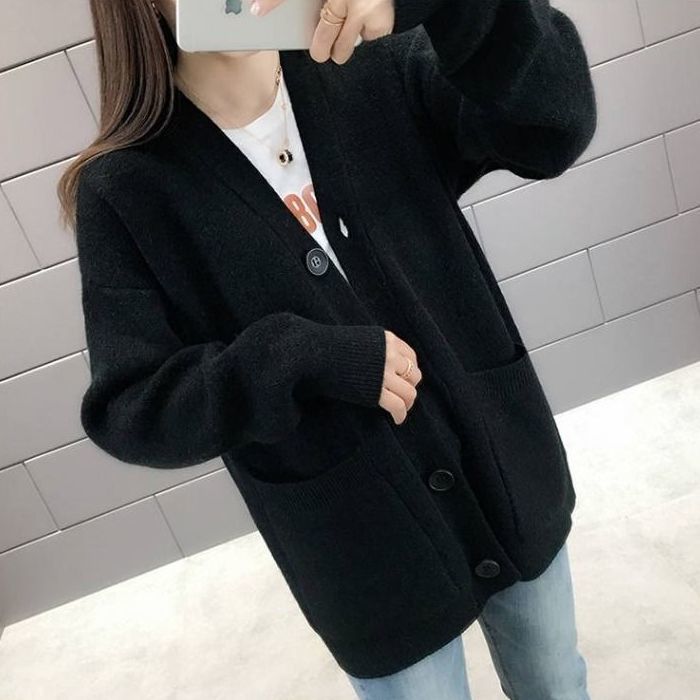Damen Übergroßer Strickcardigan mit Taschen Drune