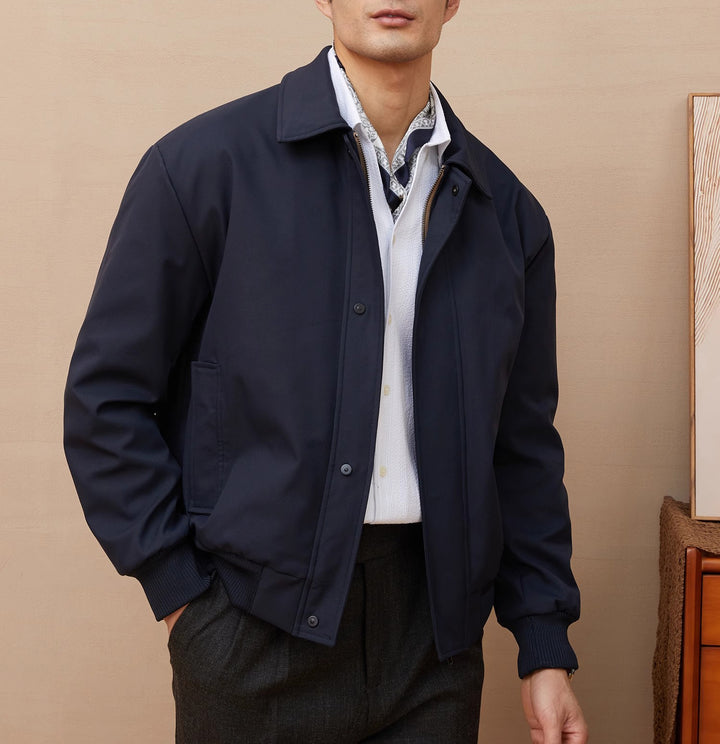 Herren klassische Harrington-Jacke mit Reißverschluss und Rippbündchen Drune