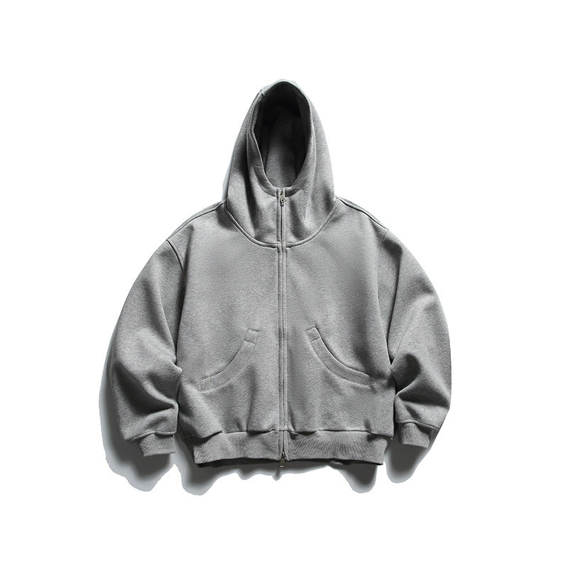 Unisex Oversize Zip-Hoodie mit hohem Kragen und Kängurutaschen Drune