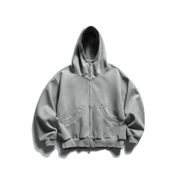 Unisex Oversize Zip-Hoodie mit hohem Kragen und Kängurutaschen Drune