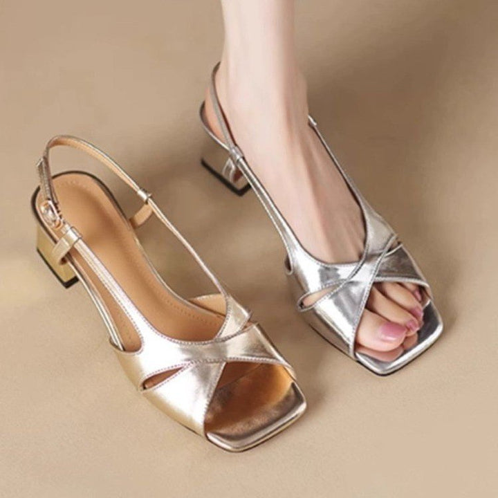 Damen Slingback Sandalen mit modischem Kreuzband-Design und komfortablem Blockabsatz Drune