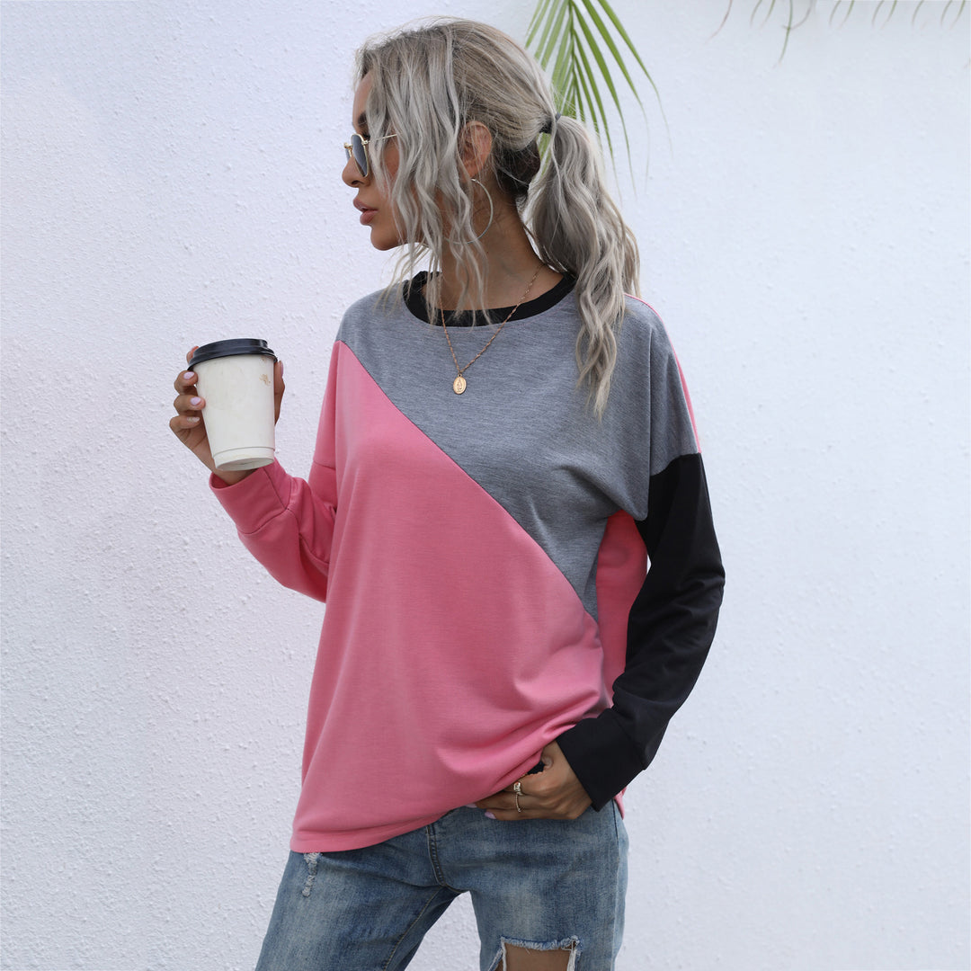 Damen sportlicher Sweatshirt mit modischem Farbblockdesign Drune