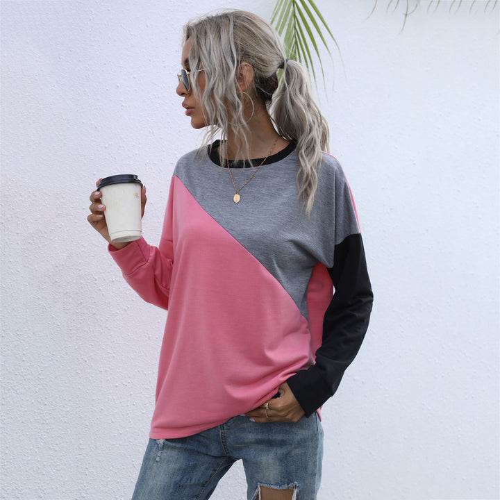 Damen sportlicher Sweatshirt mit modischem Farbblockdesign Drune