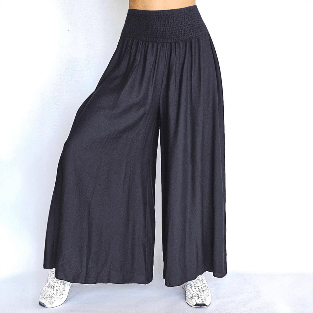 Damen Palazzo-Hosen mit hohem gesmoktem Bund und extrabreitem Bein Schnitt Drune